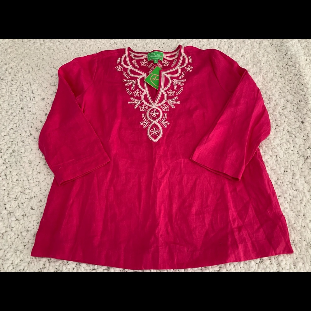 XL NWT Linen Hot Pink Pappagallo Tunic
